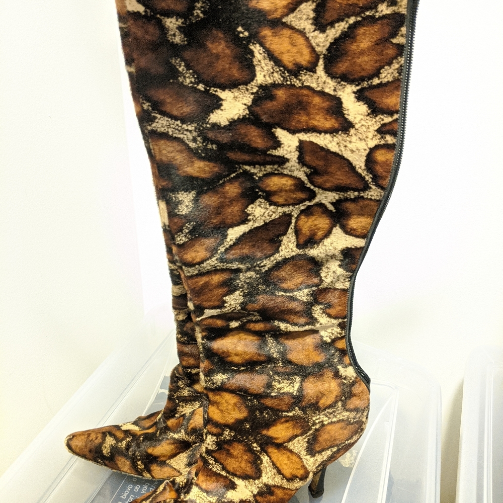 Cheetah print knee boots